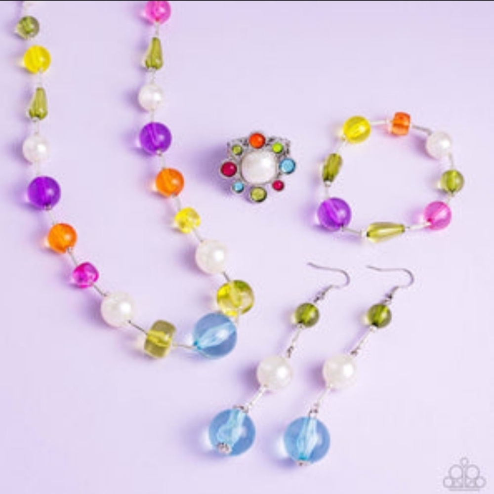 Colorful Bead Multi-Piece Jewelry Set - Pink, Purple, Blue & Green